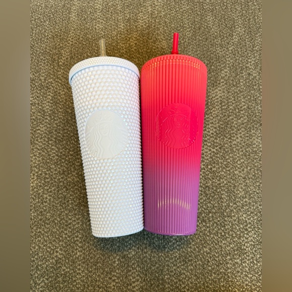 Starbucks Other - Starbucks Pink Sunset Ombré Tumbler And White Studded Tumbler Lot Of Two
